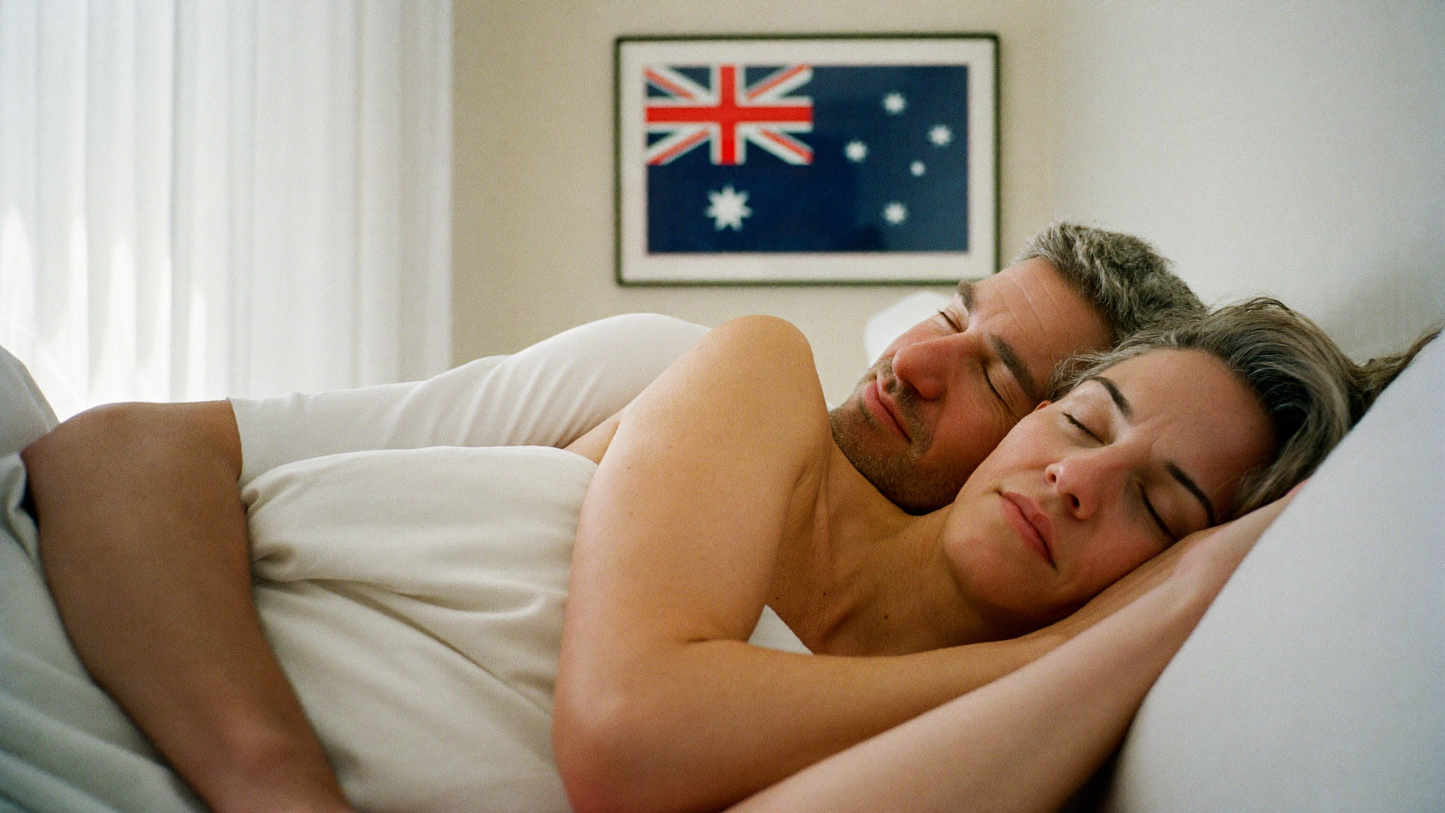 Australian couple sleeping peacefully with Snorvana