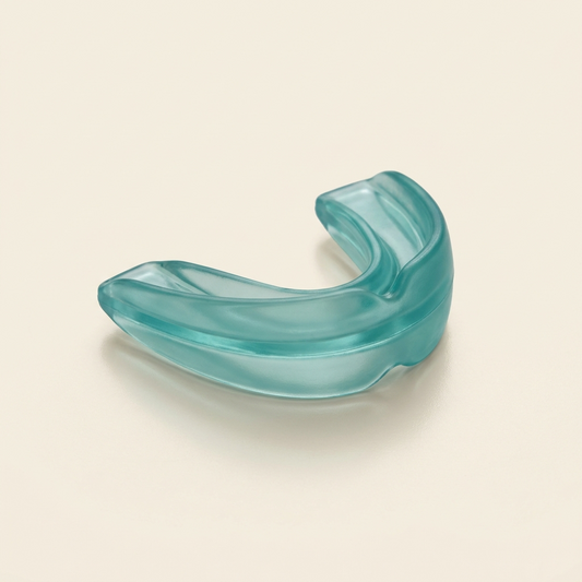 Snorvana anti-snore mouthpiece in soft translucent teal silicone